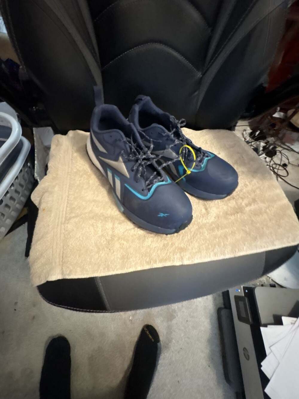 Reebok Lavante Trail 2 Work Size 10.5M Navy Grey Blue Comp Toe